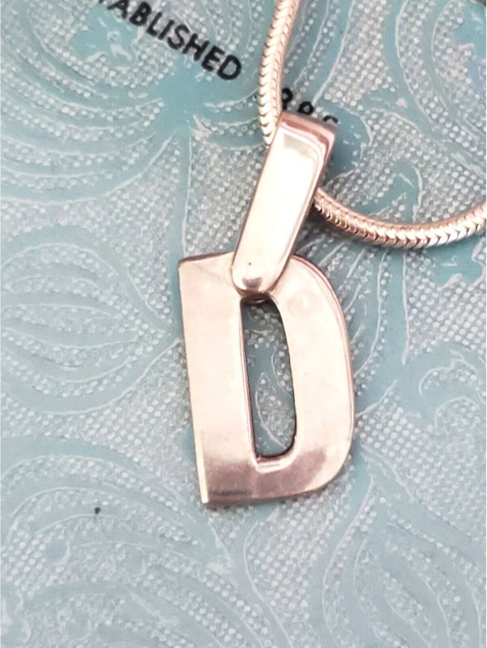 Vintage .999 Silver D Letter Pendant with Snake Chain Necklace